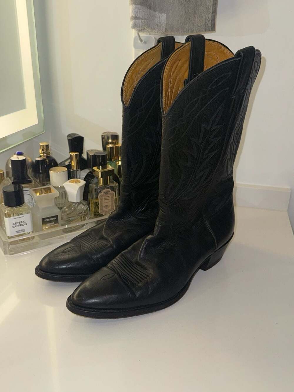 Nocona Boots Black Leather Western Cowboy Boots Size 10.5 B
